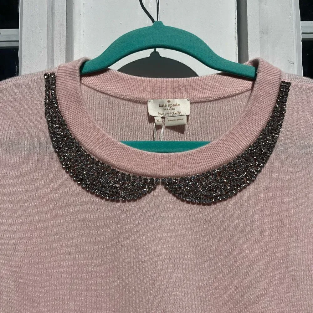 Kate Spade Crystal Collar Tippi Sweater NWT